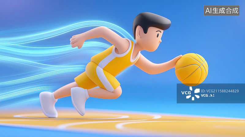 【AI数字艺术】卡通篮球运动员的运动图片素材