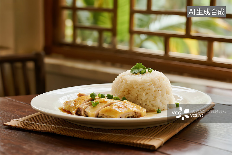 【AI数字艺术】海南鸡饭 美食摄影 中餐 美味料理 文昌鸡 南洋风 餐厅菜谱 亚洲特色美食 新加坡图片素材