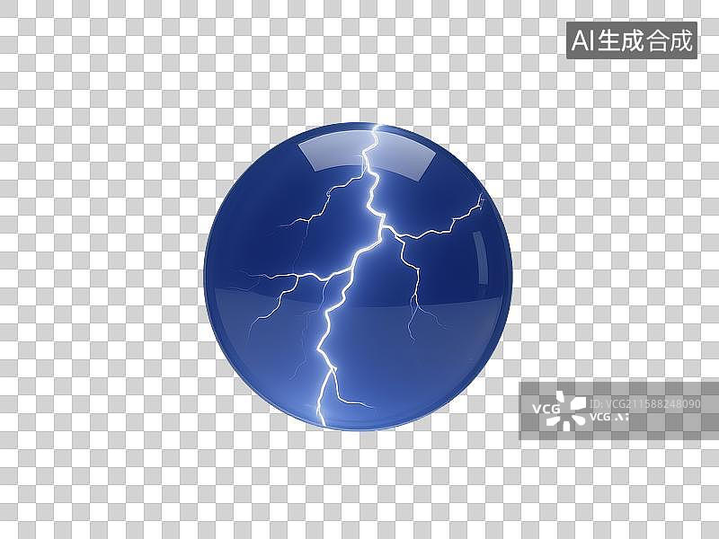 【AI数字艺术】蓝色球体内部的闪电图片素材