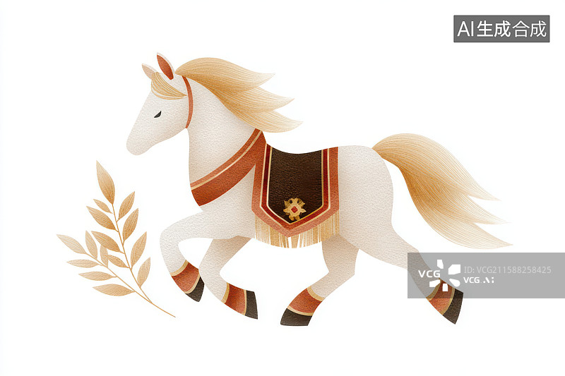 【AI数字艺术】装饰骏马奔腾飘逸插画艺术图片素材