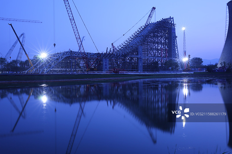 建设中的北京冬奥会首钢滑雪大跳台图片素材