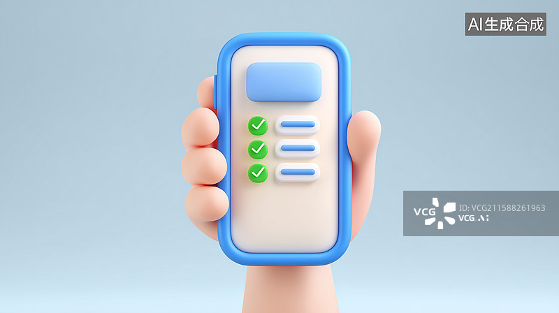 【AI数字艺术】手持手机展示验证通过界面图片素材