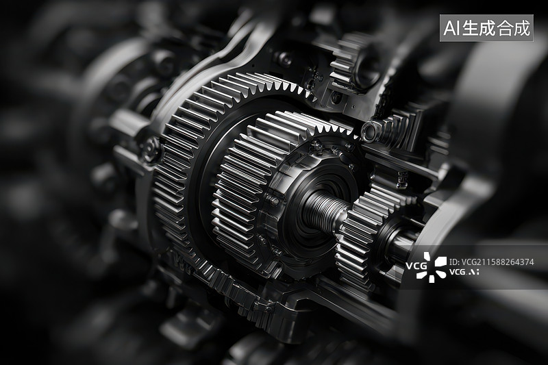 【AI数字艺术】精密机械齿轮组工业特写图片素材