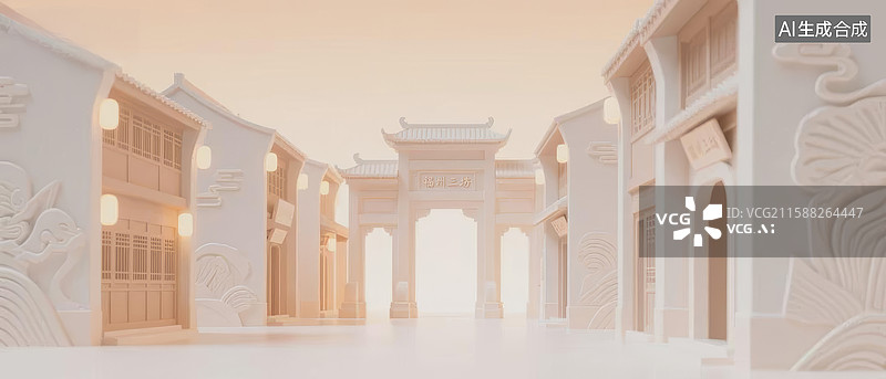 【AI数字艺术】古代建筑长廊图片素材