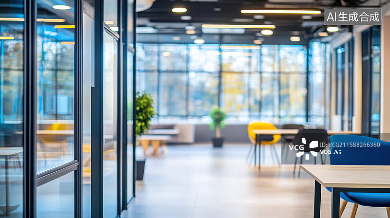 【AI数字艺术】现代企业开放式办公区商业办公场景图片素材