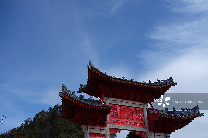 陕西省铜川市耀州区庙湾镇大香山寺：苍龙岭同善寺远眺图片素材