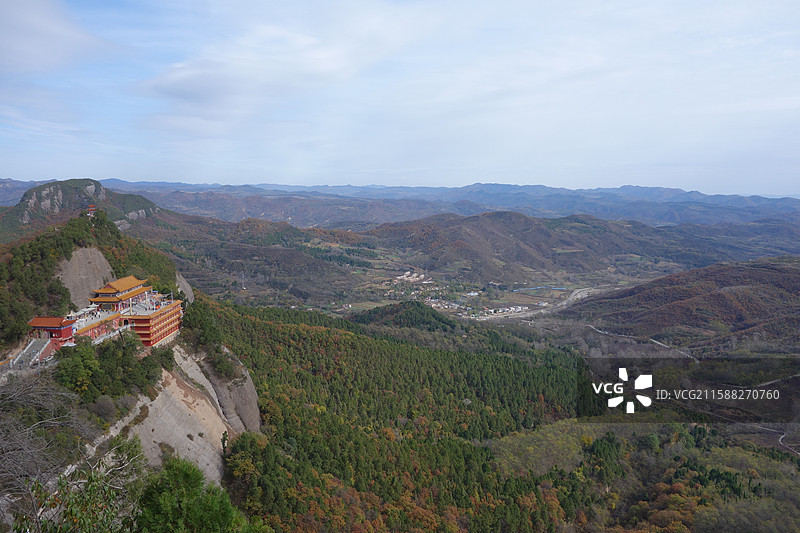 陕西省铜川市耀州区庙湾镇大香山寺：苍龙岭同善寺远眺图片素材