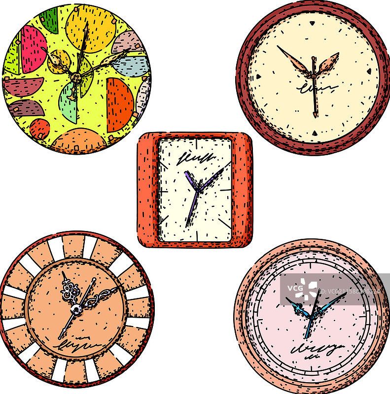 手绘时钟设置草图图片素材