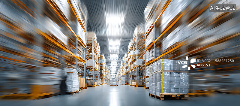【AI数字艺术】现代化仓库内部全景图片素材