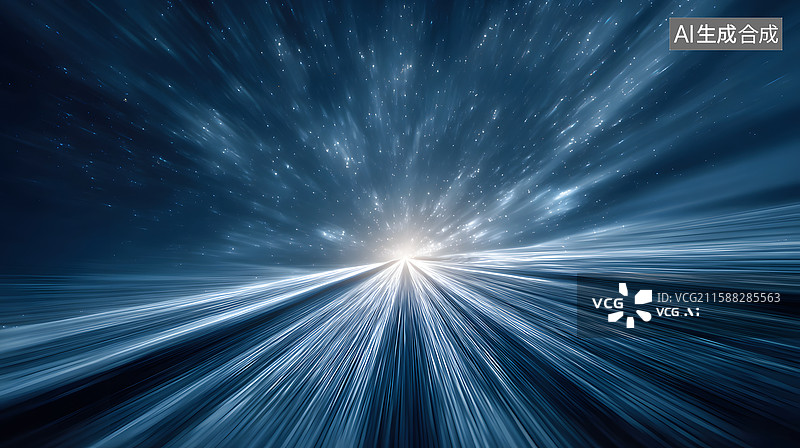 【AI数字艺术】高速运动的蓝色光线特效图片素材