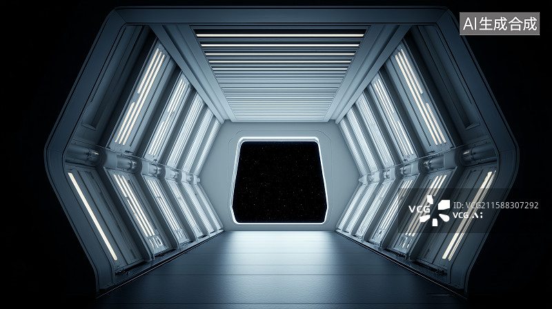 【AI数字艺术】星际飞船通道图片素材