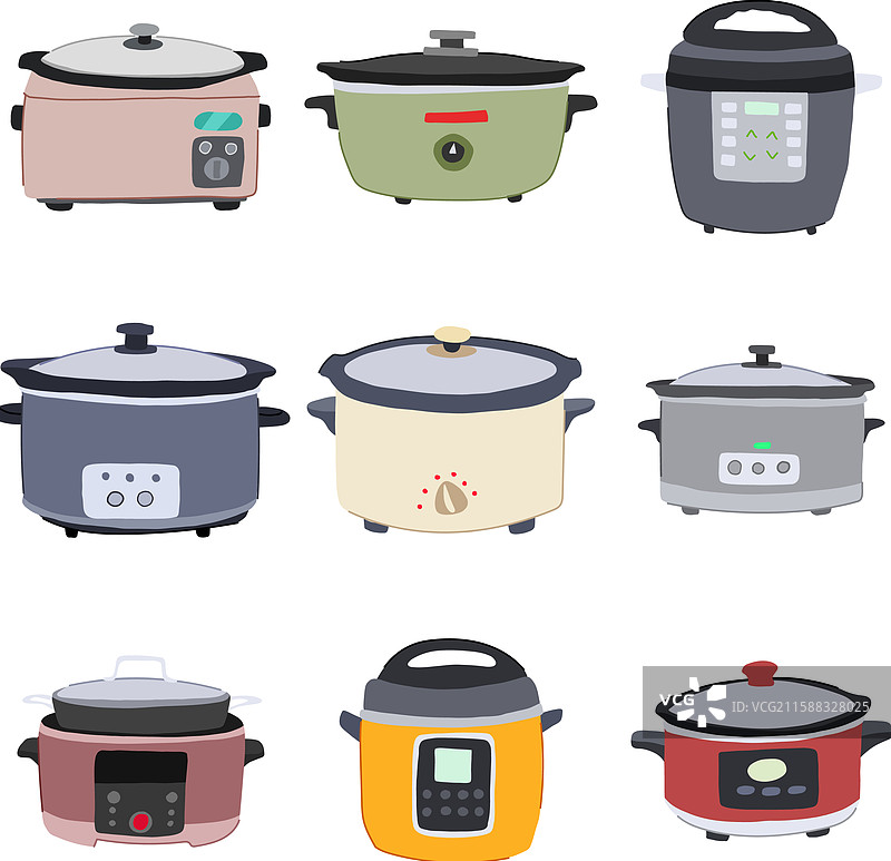慢炖锅套装卡通图案图片素材
