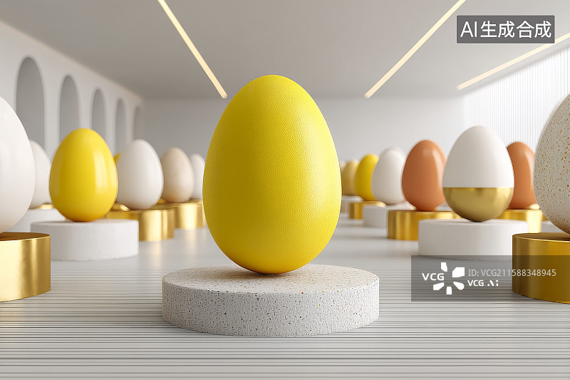 【AI数字艺术】色彩斑斓的蛋形艺术装置图片素材