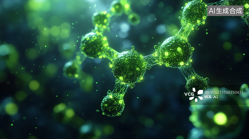 【AI数字艺术】微观世界中的分子结构图片素材