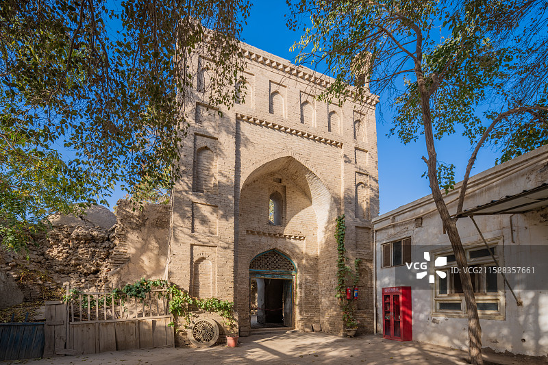新疆-喀什地区-莎车县-阿孜尼米契提清真寺（阿孜纳清真寺）图片素材