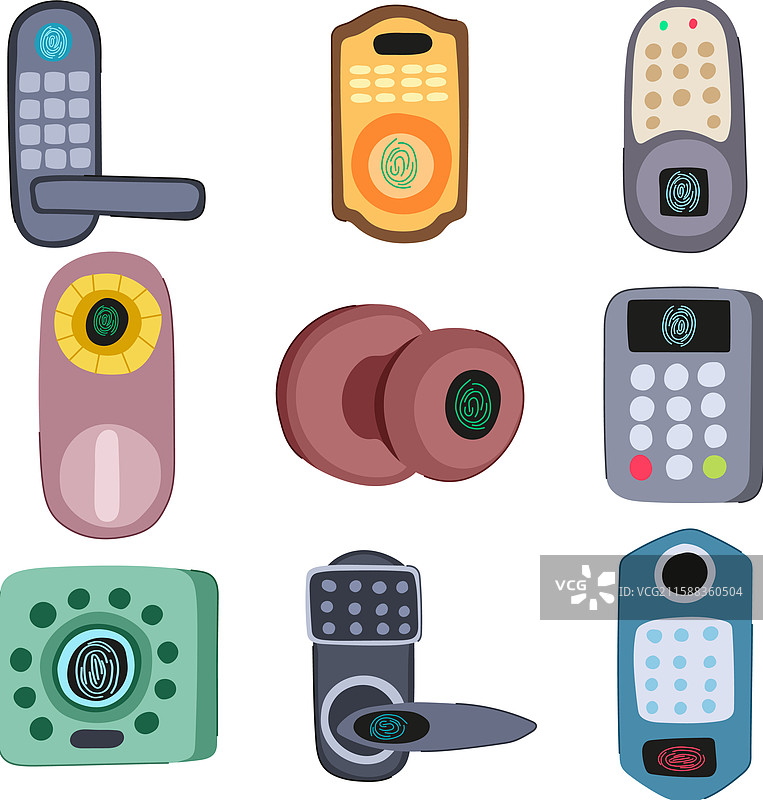 卡通指纹门锁套装图片素材