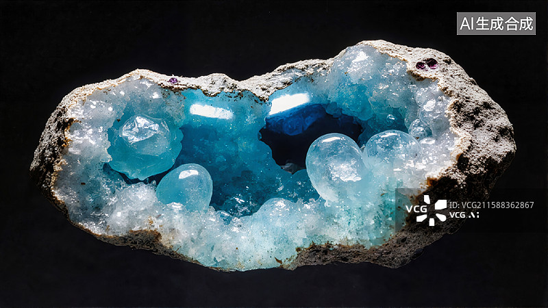 【AI数字艺术】晶莹剔透的蓝宝石洞图片素材