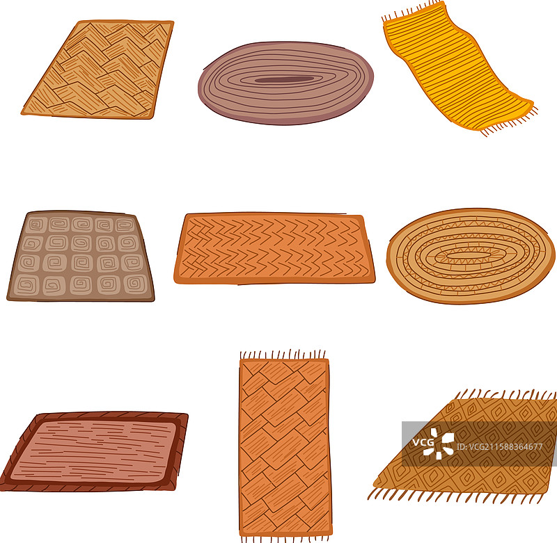 自然纤维地毯卡通套装图片素材