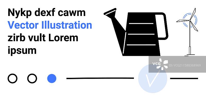 带有风力涡轮机和设计元素的浇水壶图片素材