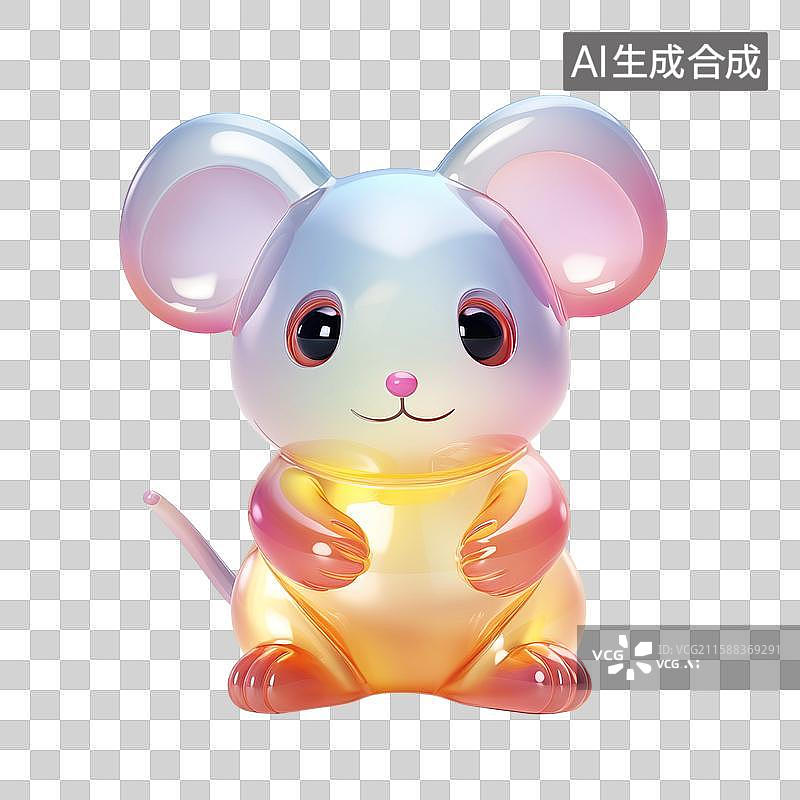 【AI数字艺术】小老鼠3D造型玻璃摆件图片素材