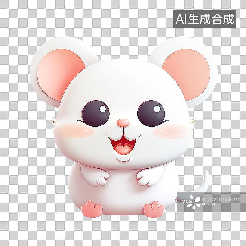 【AI数字艺术】十二生肖老鼠3D卡通形象贴纸图片素材
