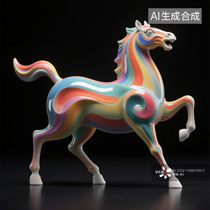 【AI数字艺术】十二生肖彩色陶瓷插画图片素材