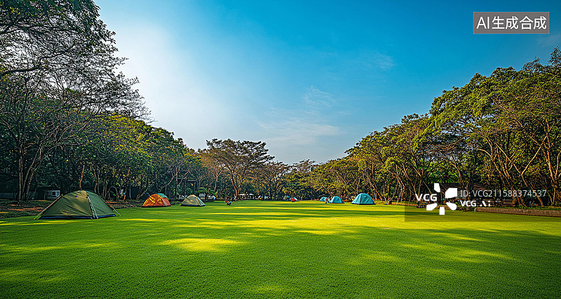 【AI数字艺术】露营地的露营帐篷图片素材