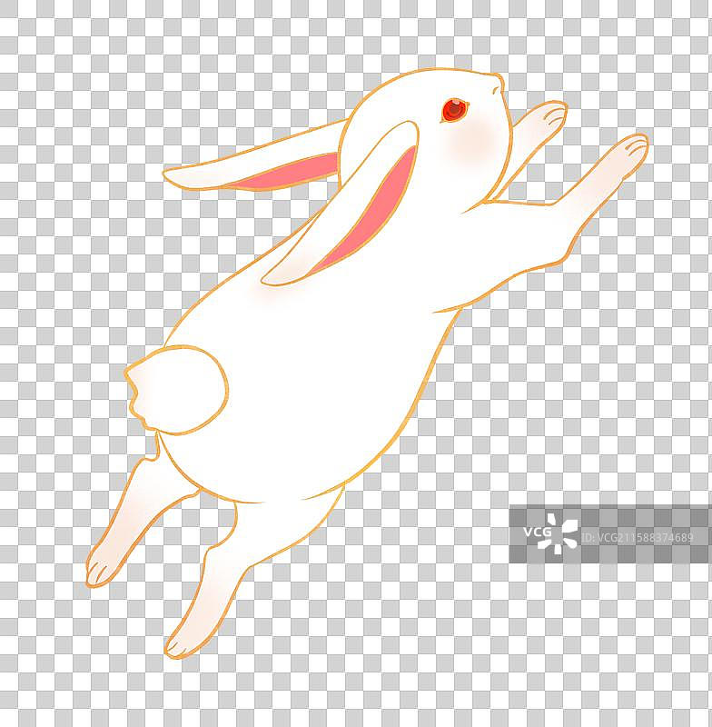 兔子月兔玉兔兔年中秋节动物手绘卡通插画元素图片素材