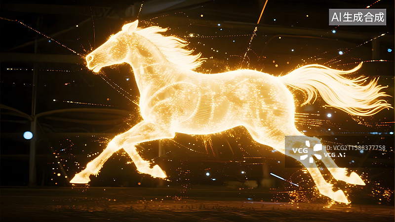 【AI数字艺术】数字火焰骏马在奔跑图片素材