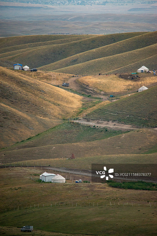 鹿角湾风景区草原竖构图的风光图片素材