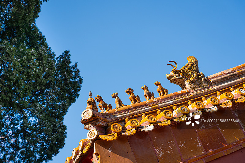 故宫 脊兽 五脊六兽十蹲兽 骑凤仙人 龙 凤 狮子 天马 海马 屋檐 北京 古建筑  传统文化图片素材