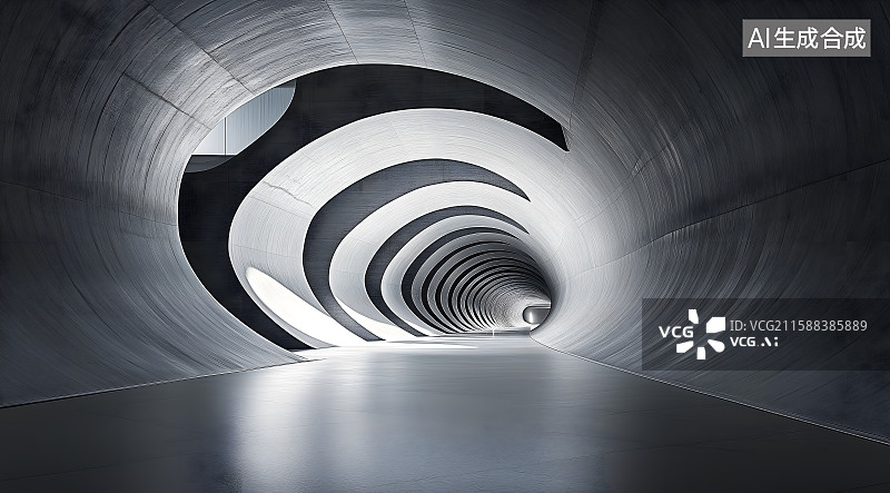 【AI数字艺术】展厅设计背景图,设计, 图像，现代抽象的建筑设计，展现出流动与交织的美感。图片素材