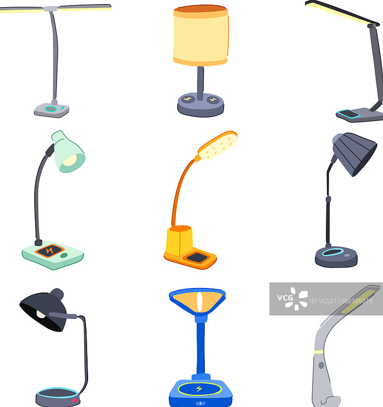 无线充电灯卡通套装图片素材