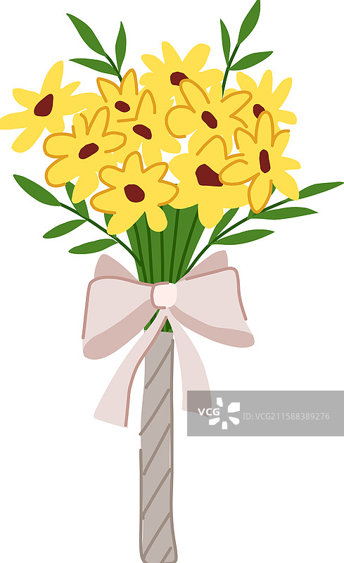 婚礼庆祝花束卡通图案图片素材