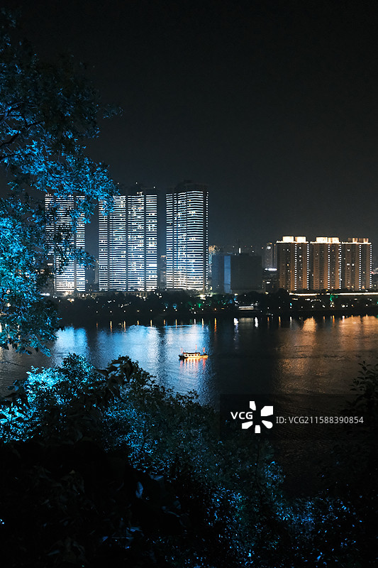 浙江桐庐桐君山夜景图片素材
