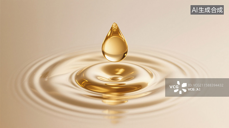 【AI数字艺术】金色水滴的涟漪图片素材