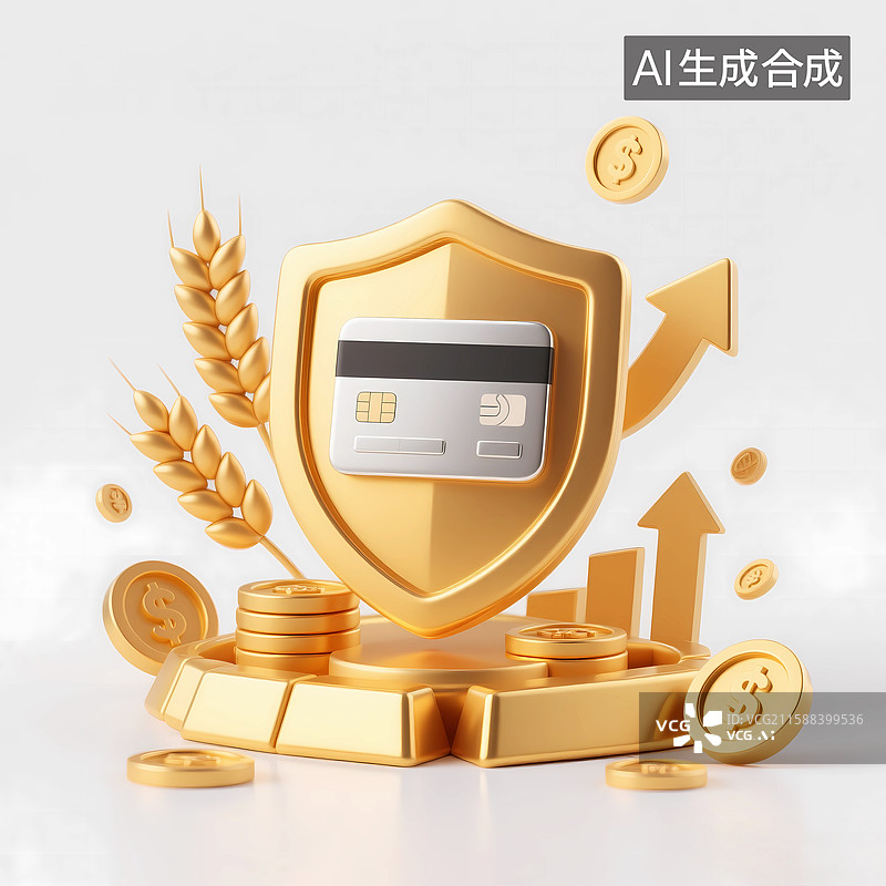【AI数字艺术】财产安全资金安全金融麦穗图标图片素材