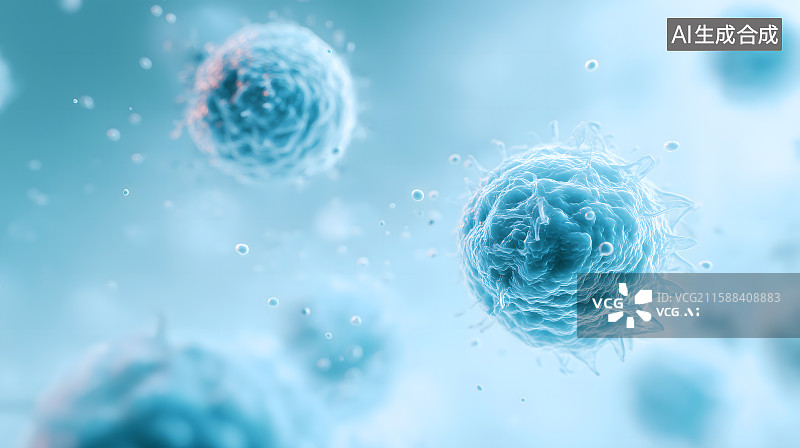 【AI数字艺术】病毒细菌生物医学分子细胞显微镜3D渲染背景图片素材