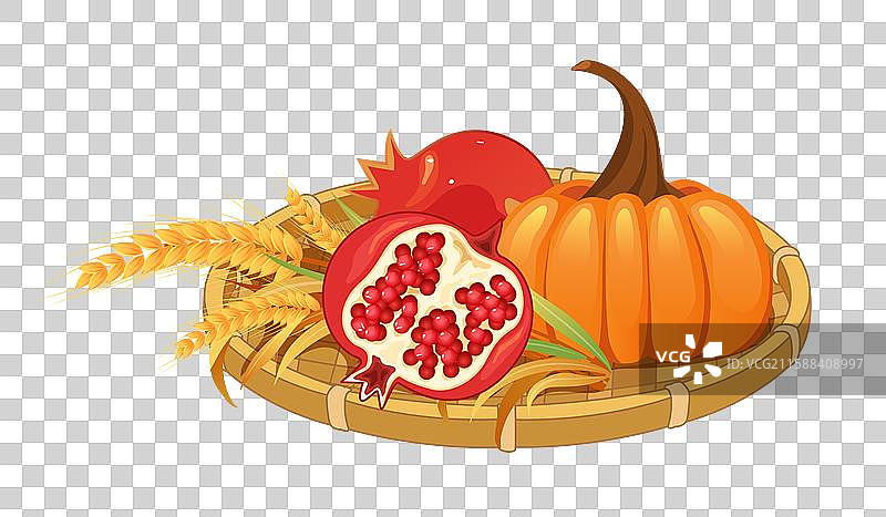 秋天秋分中国农民丰收节国潮风新中式风格矢量插画图片素材