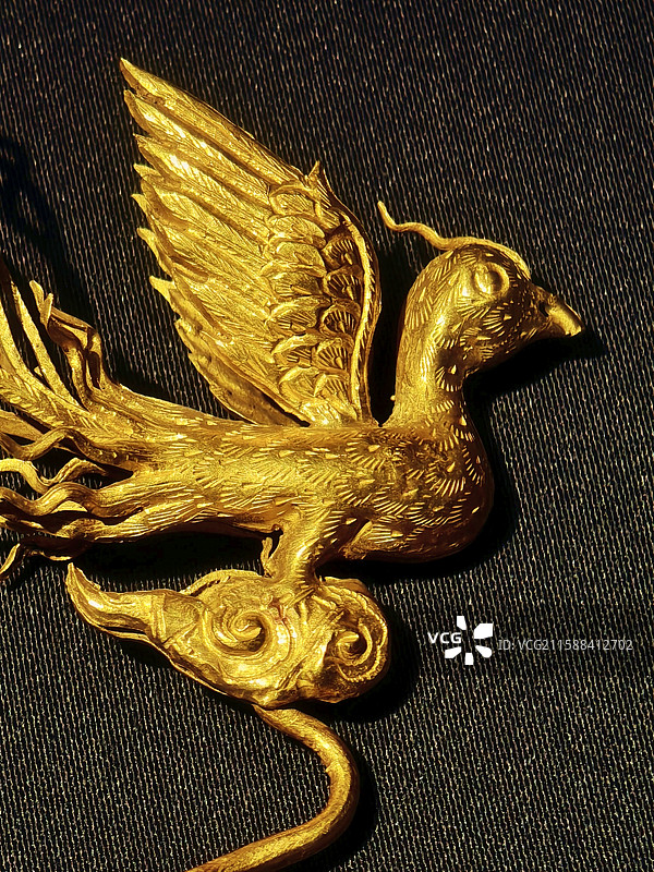 永乐款金凤簪 明永乐二十二年 丰台区右安门外万贵墓出土 首都博物馆藏图片素材