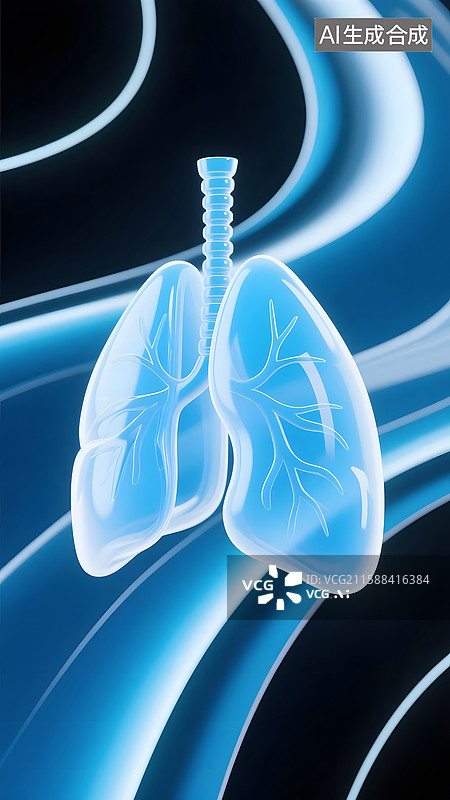 【AI数字艺术】蓝白现代数字科技人体器官模型-肺部图片素材