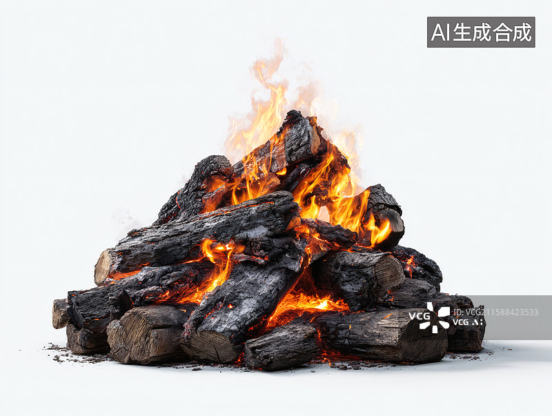 【AI数字艺术】一堆燃烧的火堆图片素材