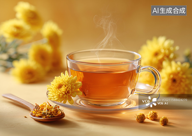 【AI数字艺术】养生菊花茶图片素材