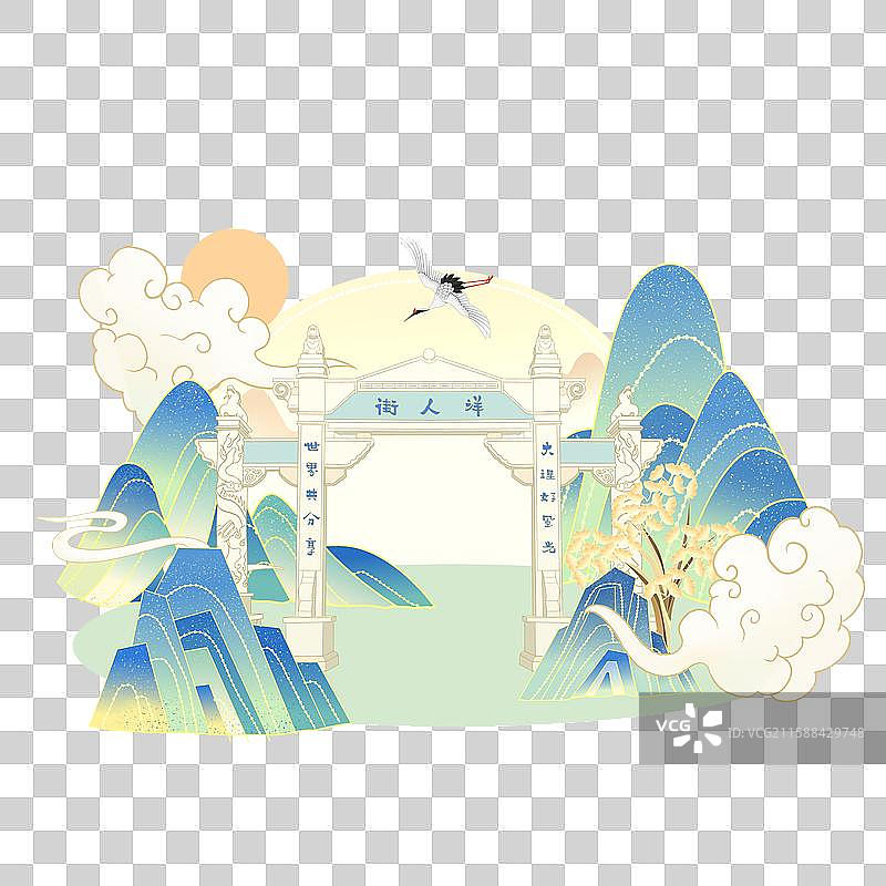 洋人街插画图片素材