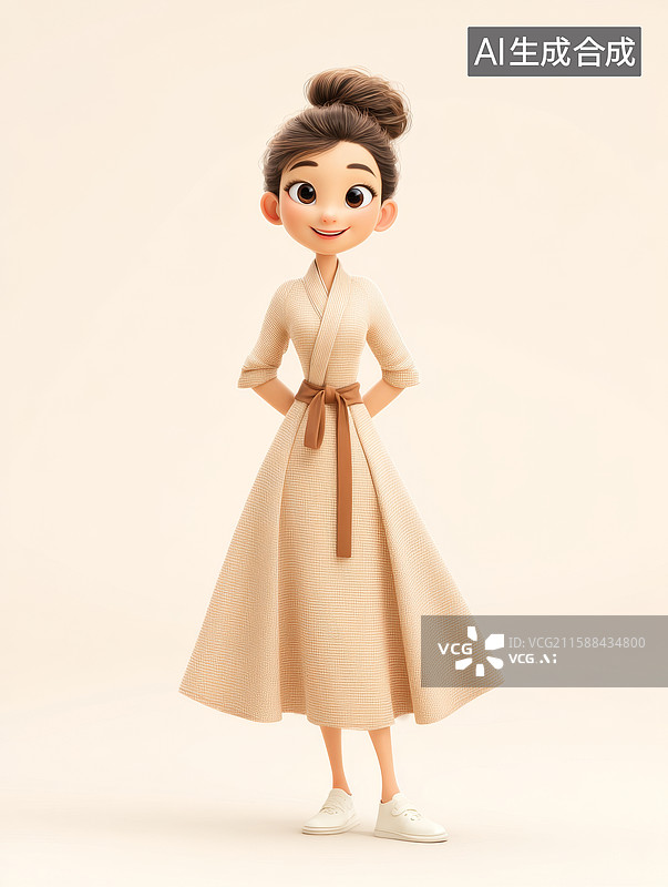 【AI数字艺术】卡通女孩优雅装扮图片素材