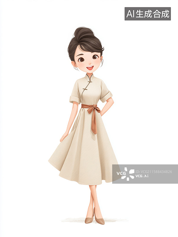 【AI数字艺术】优雅女性身穿旗袍图片素材