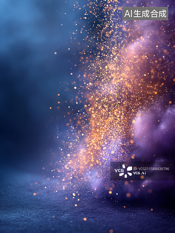 【AI数字艺术】金色粒子梦幻场景图片素材