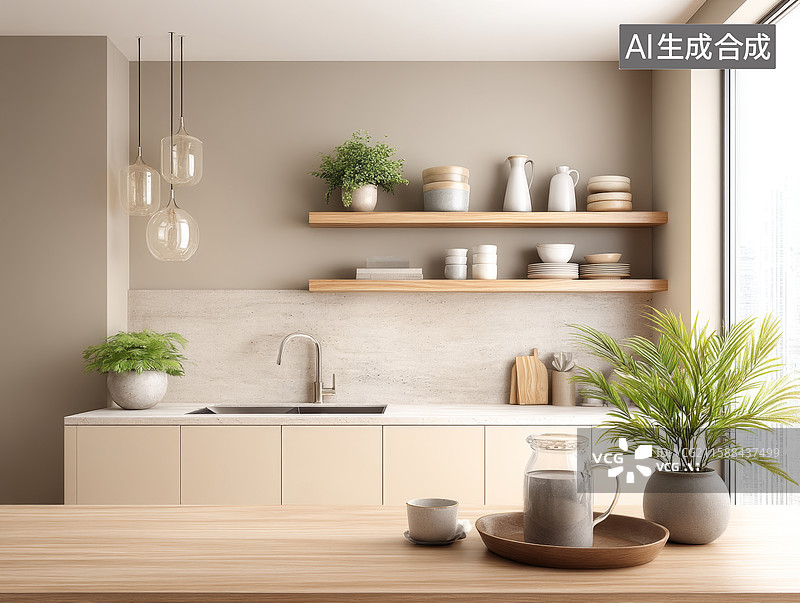 【AI数字艺术】现代简约厨房一角图片素材
