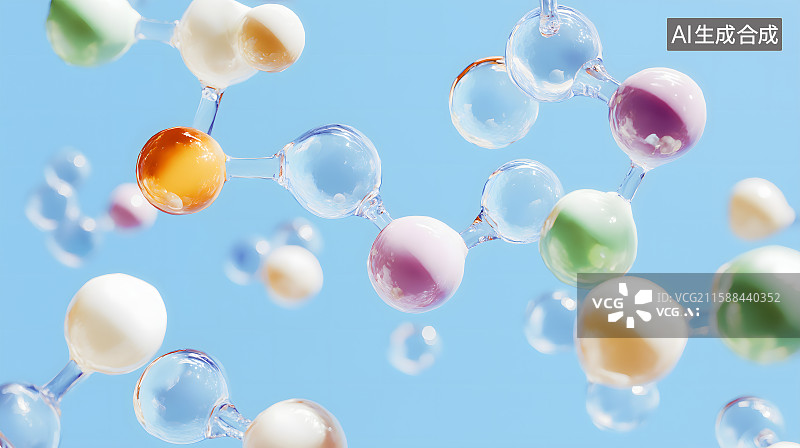 【AI数字艺术】多色分子细胞3D渲染微观模型图片素材