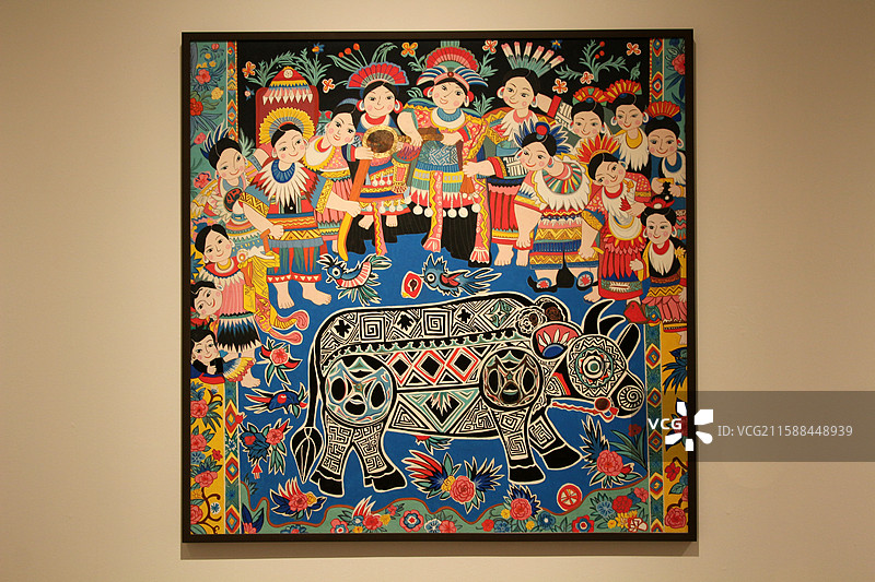 中华艺术宫 —— 首届中国乡土绘画（农民画）作品展览：锦衣踏歌恭送春耕图片素材